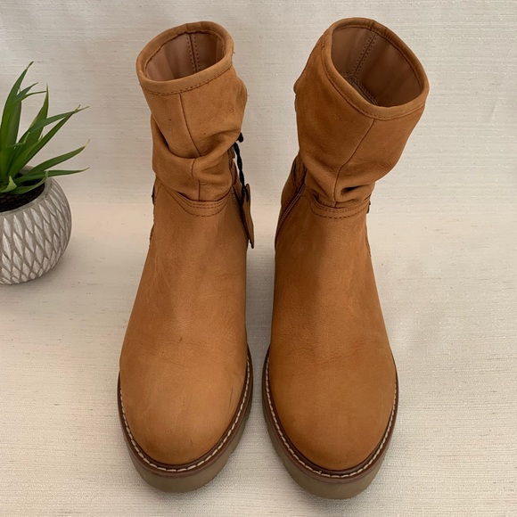 NEXT Forever Comfort Tan Leather Ruched Ankle Buckle Boots Woman’s EU41 US - Picture 2 of 11